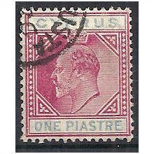 Cyprus 1904 SG64 1pi Carmine & Blue Very Fine Used ..