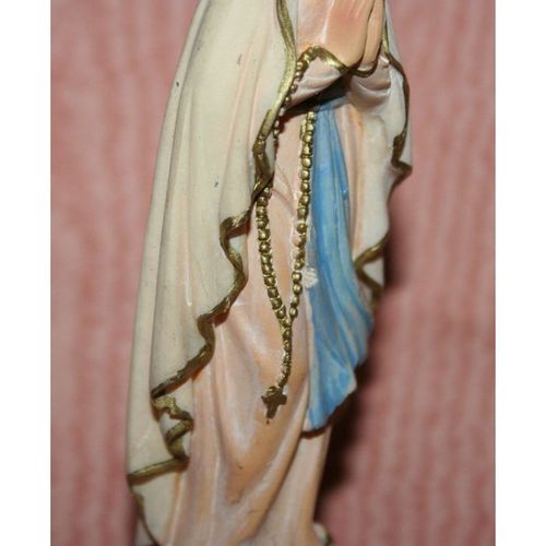 Vintage Chalkware Madonna Statue Notre Dame De Lourdes Religious