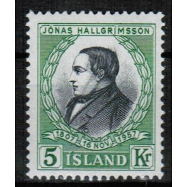 1957 Iceland - Poet Hallgrimsson 5 kr - Sc# 308 MNH