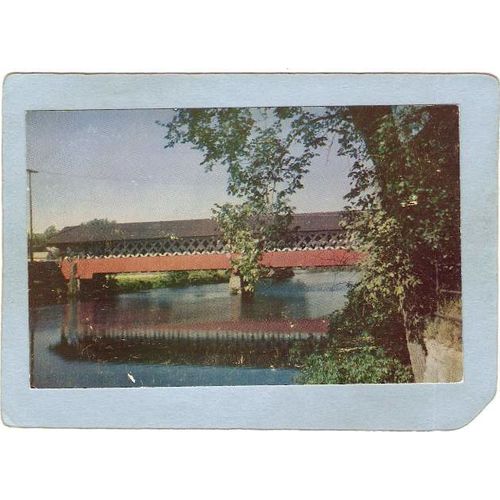 NH West Swanzey Covered Bridge Postcard Thompson Bridge Over World Guide ~453