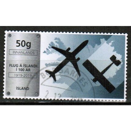2019 Iceland Sc# 1498 - Centenary of Flight in Iceland - 50g (195kr) used