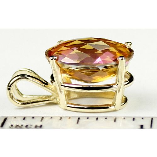 Twilight Fire Topaz, 14KY Gold Pendant, P040