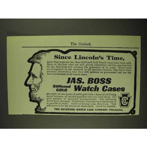 1903 Keystone Jas. Bross Stiffened Gold Watch Case Ad - Lincoln's Time