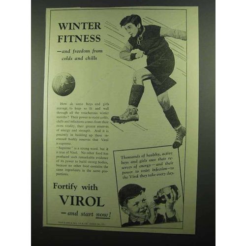 1939 Virol Vitamin Preperation Ad - Winter Fitness