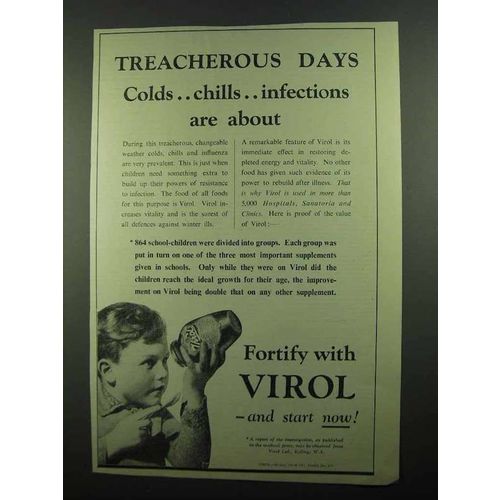 1939 Virol Vitamin Preperation Ad - Treacherous Days