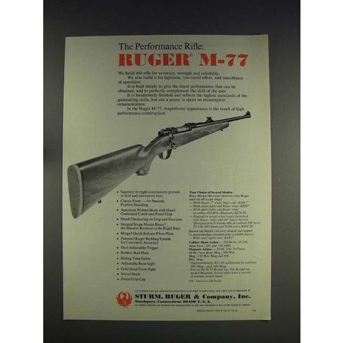 1974 Sturm, Ruger M-77 Rifle Ad - Performance