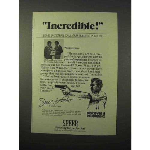 1975 Speer Bullets Ad - Incredible!