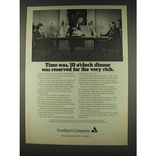 1978 Southern Company Ad - 10 o'clock Dinner For Rich
