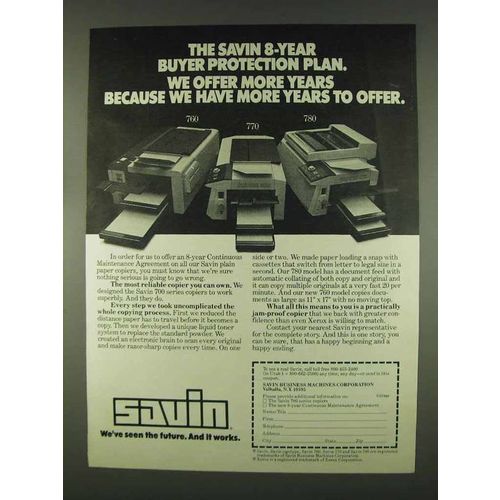 1978 Savin 760, 770 and 780 copiers Ad - Protection