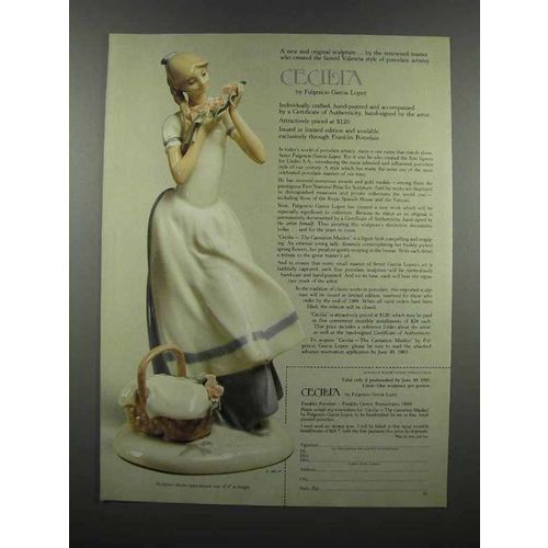 1983 Franklin Porcelain Cecilia by Lopez sculpture Ad