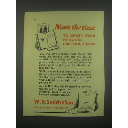 1949 W.H. Smith & Son Greeting Cards Ad - Now's the time to order