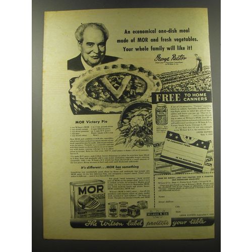 1944 Armour Mor Meat Ad - recipe for MOR Victory Pie