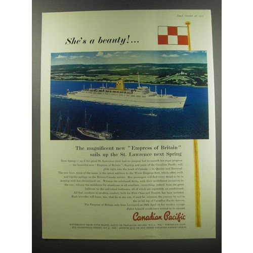 1955 Canadian Pacific Cruises Ad - She's a beauty