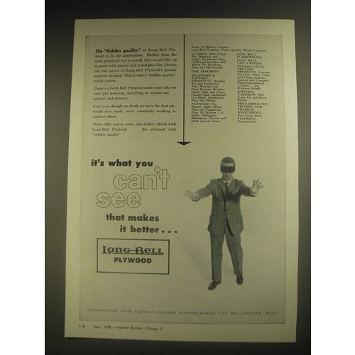 1958 International Paper Company Long-Bell Plywood Ad - It's what you can't see