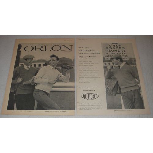 1958 Du Pont Orlon Ad - Orlon man's idea of solid comfort.. Wonderful easy-wear