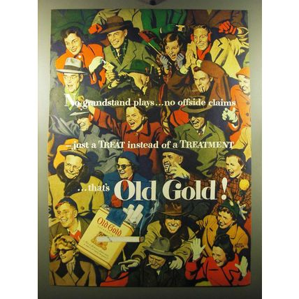 1950 Old Gold Cigarettes Ad - No grandstand plays.. No offside claims