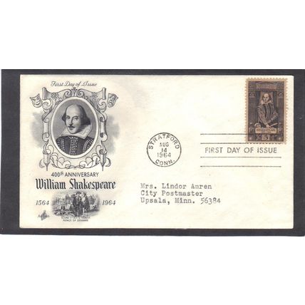 FDC Art Craft 1250 5c William Shakespeare (Cachet-Typed/A) CV40923