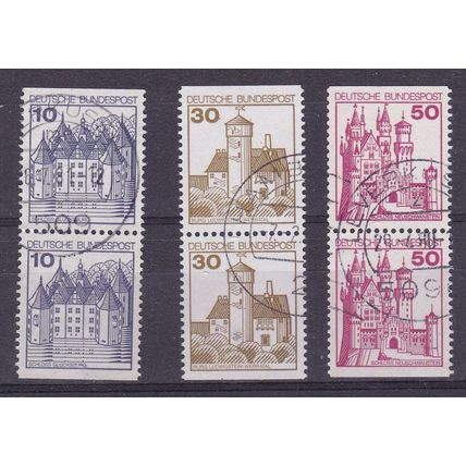 GERMANY 1980 CASTLES BOOKLET PANE SELECTION IN VERTICAL PAIRS USED