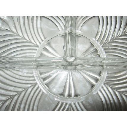 Vintage Round 3 Section Cut Glass Relish Dish