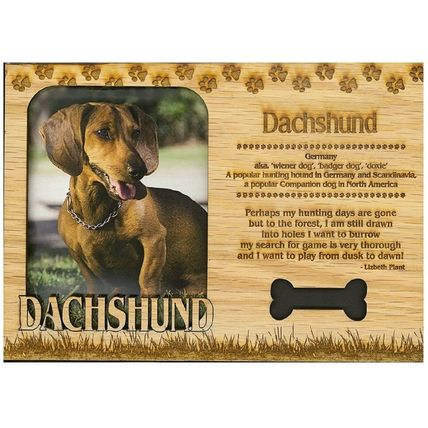 Dachshund Laser Engraved Wood Picture Frame Magnet