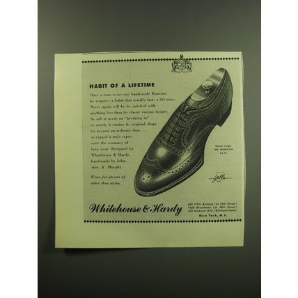 1949 Whitehouse & Hardy Shoes Advertisement - The Rumson - Habit of a lifetime