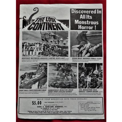 LOST CONTINENT, The (1968) vintage US Herald