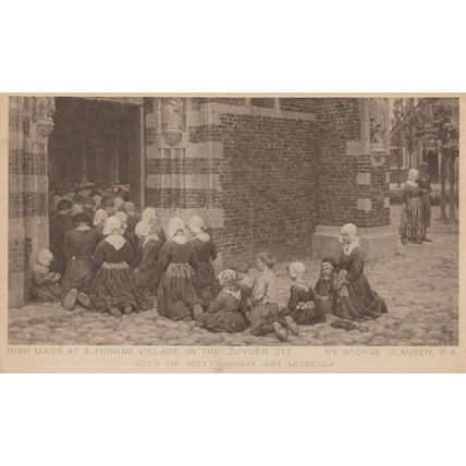 High Mass At A Fishing Village On The Zhyder Zee RSA Old Postcard