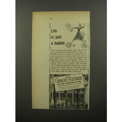 1953 The Gideon Putnam Hotel Ad - Life is just a bubble