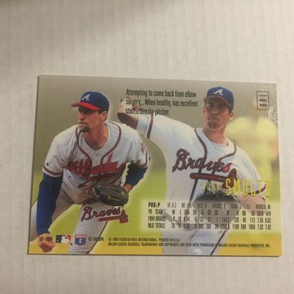 1995 Fleer/Skybox Atlanta Braves Hall of Famer John Smoltz Trading Card #108