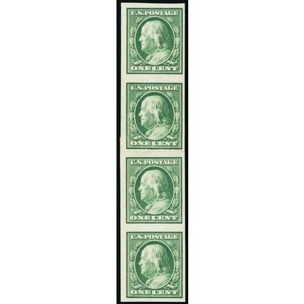 383V, Mint VF NH Imperforate Coil Vertical Paste-Up Strip of Four ** Stuart Katz