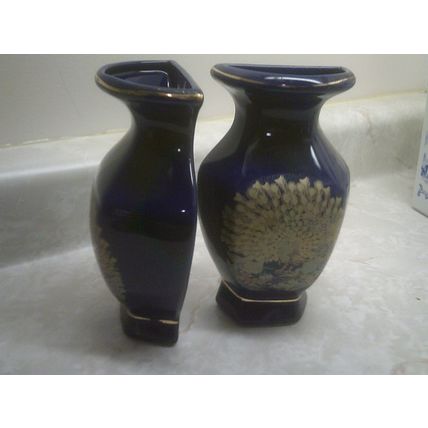 Blue Ceramic wall mountable pair vase
