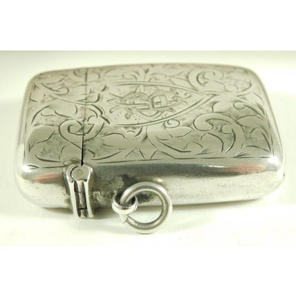 Antique Victorian 1899 Hallmarked Solid Sterling Silver Matchsafe Vesta Cas