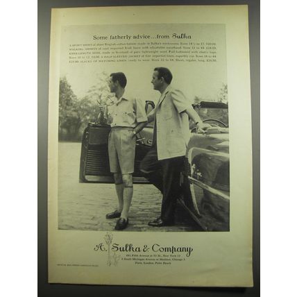 1955 A. Sulka Fashion Ad - Some fatherly advice from Sulka