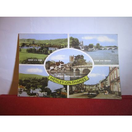 multiview, HENLEY-ON-THAMES, OXON used vintage postcard by Valentine 1963 pm =