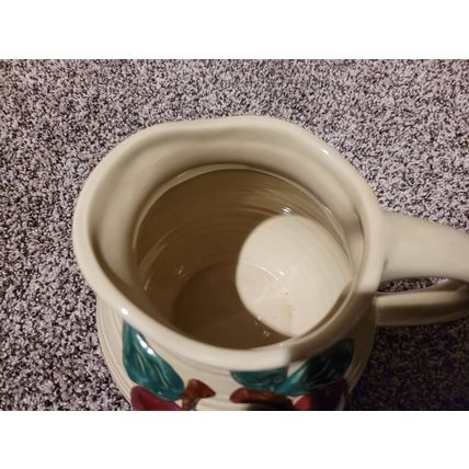 3D Apple Design Stoneware Pitcher With Handle Beige Apple Embossed