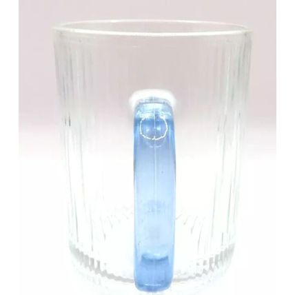Ridged Glass Mug with Black Handle 10 CM Cold Drinks Only Gift Summer Beverages