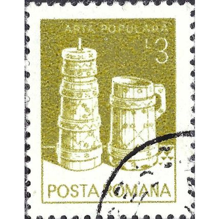 ROMANIA, butter churn, Moldova, olive-green 1982, 3Lei, #2