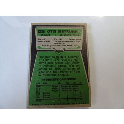 1975 Topps Football Card # 471 Otis Sistrunk Very Good (3) Oakland Raiders