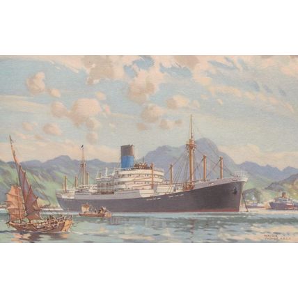 B320 THE BLUE FUNNEL LINE. ARTIST -WALTER THOMAS