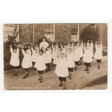 Dumb Bell Drill Muller Orphanage Ashley Down Bristol RP Creased Postcard