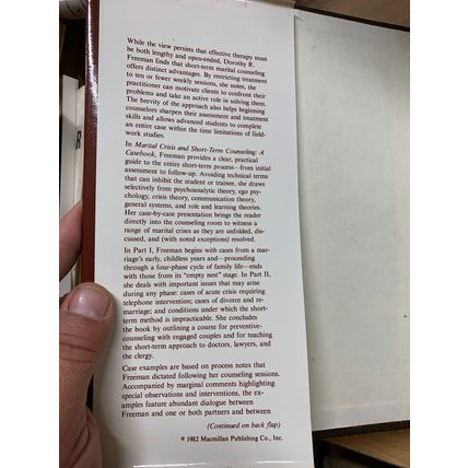 1982 1ST EDITION "MARITAL CRISIS & SHORT-TERM COUNSELING" USA HARDBACK BOOK (P5)