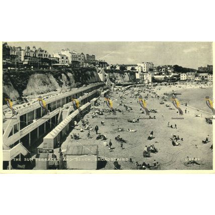 Sun Terrace & Beach, Broadstairs, L2336 Silveresque Postcard, 1960s