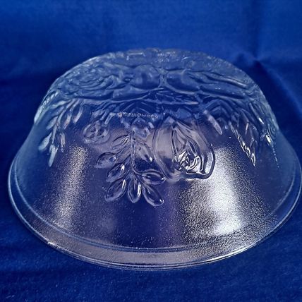 FIRNA Indonesia GLASS CANDY BOWL Dish Nut Jar ROSES Floral No Lid