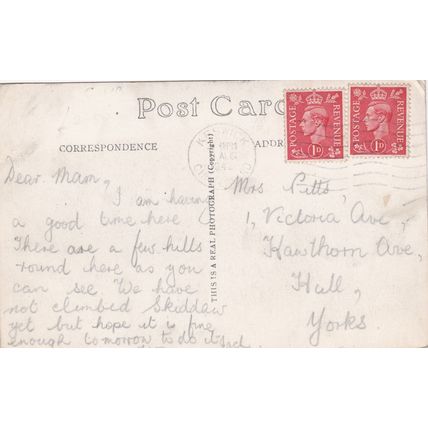 B974 KESWICK SCHOOL. THE HILLS FROM GRETA HALL. PRINTED POSTCARD