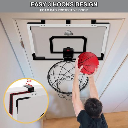 24" X 16" Large Basketball Hoop Indoor for Adults, over the Door Basketball Hoop