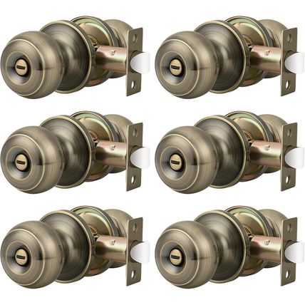 Probrico 6 Pack Privacy Door Knobs Lock Interior Bedroom Bathroom Door Handle An