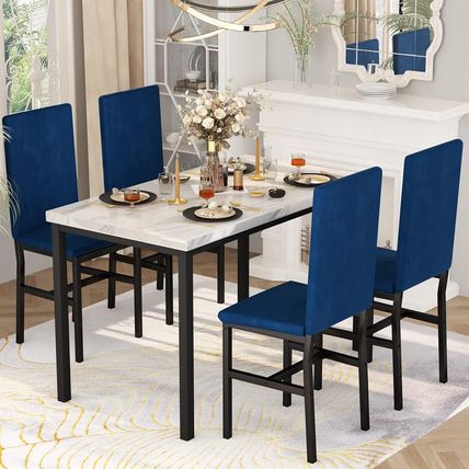 Hooseng Dining Table Set for 4- Space Saving Kitchen Table and Chairs for 4, Mod