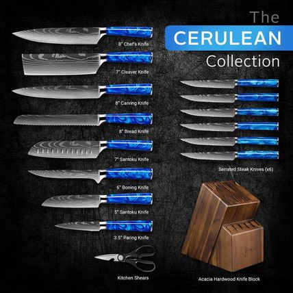 SENKEN 16-Piece Kitchen Knife Block Set - Japanese Chef'S Knife Set with Laser D