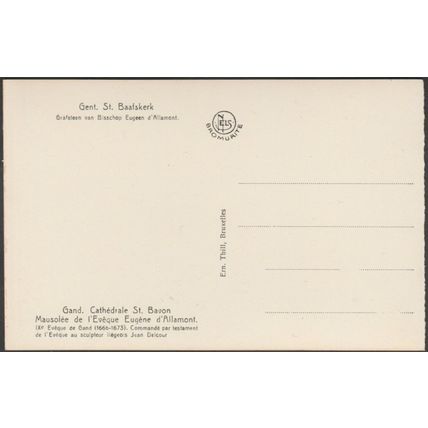 Grafsteen van Bisschop Eugeen d'Allamont, Gent, c.1930 - Thill Foto Briefkaart