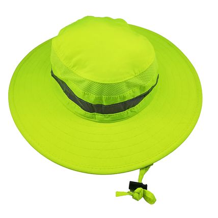 High Visibility Outdoor Work Crew Water Repellent Hat with Reflective Hatband- L
